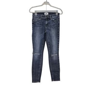 Paige Verdugo Ankle Distressed Knees Stretchy Jeans Womens Size 27 Medium Wash